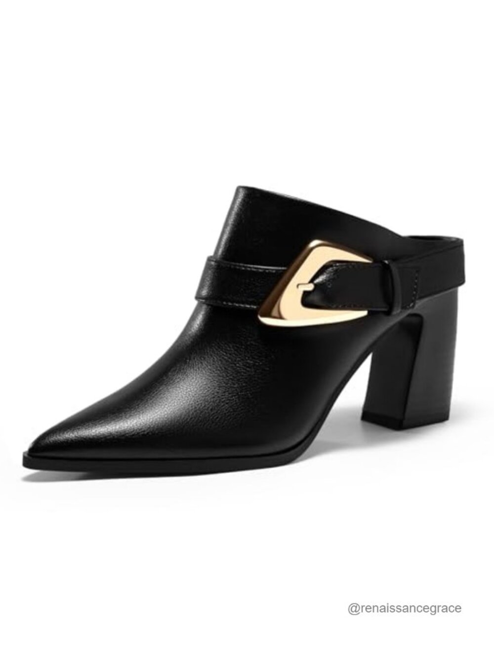 Women's Chunky Heel Mules Boots | Pointed Toe Slip On Dress Booties | PU
